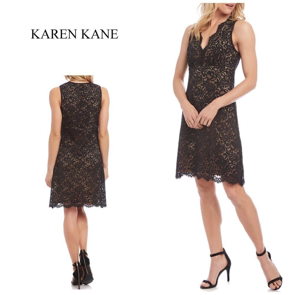 Karen Kane stretch Guipure lace dress. New